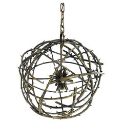 Bronze Chandelier in the Style of the "Rosier" Model by Herve Van Der Straeten