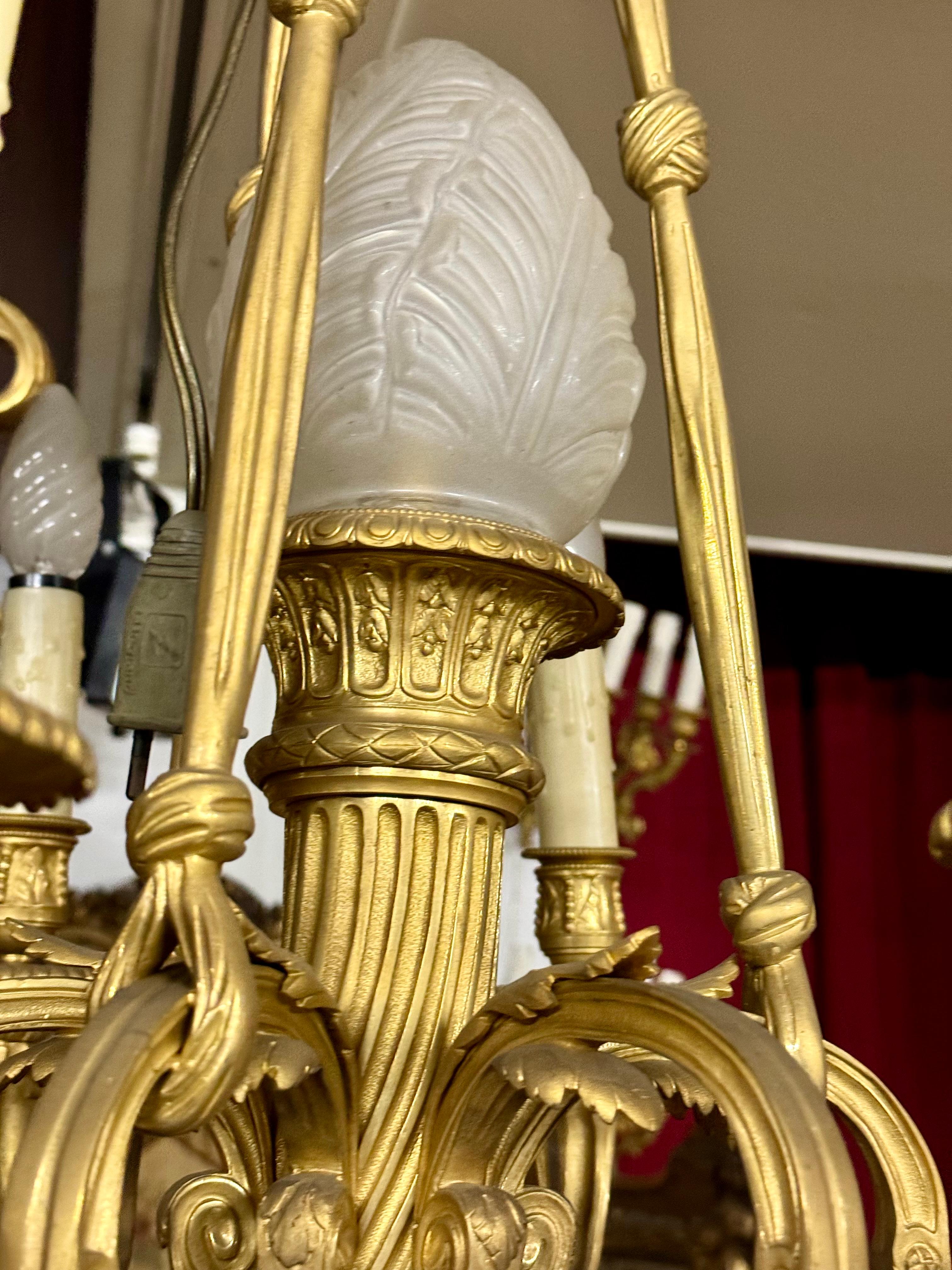 Louis XVI French Antiques Bronze 19th Century chandelier For Sale
