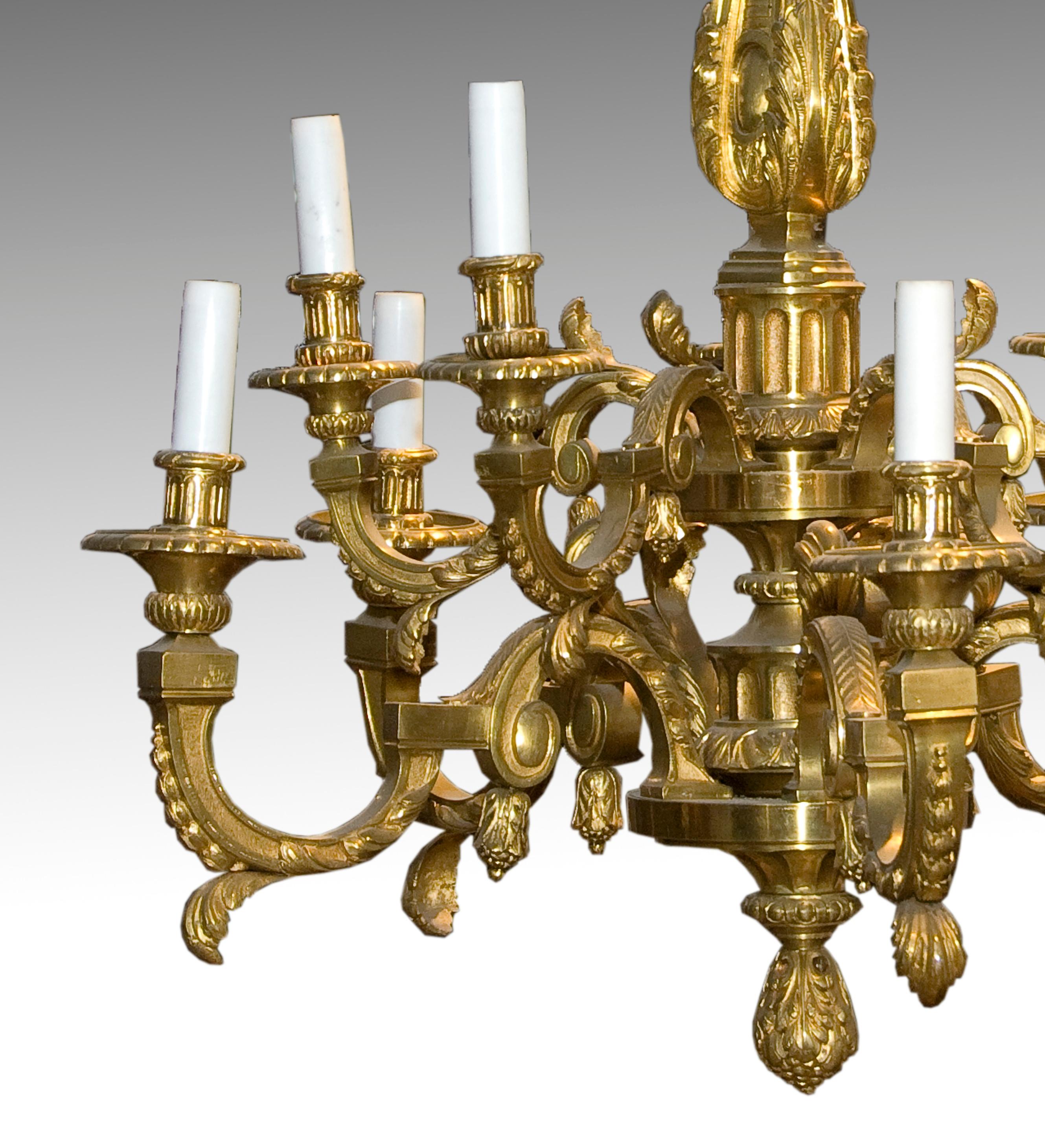 Neoclassical Bronze Chandelier or Ceiling Light, France, Late 19th Century For Sale