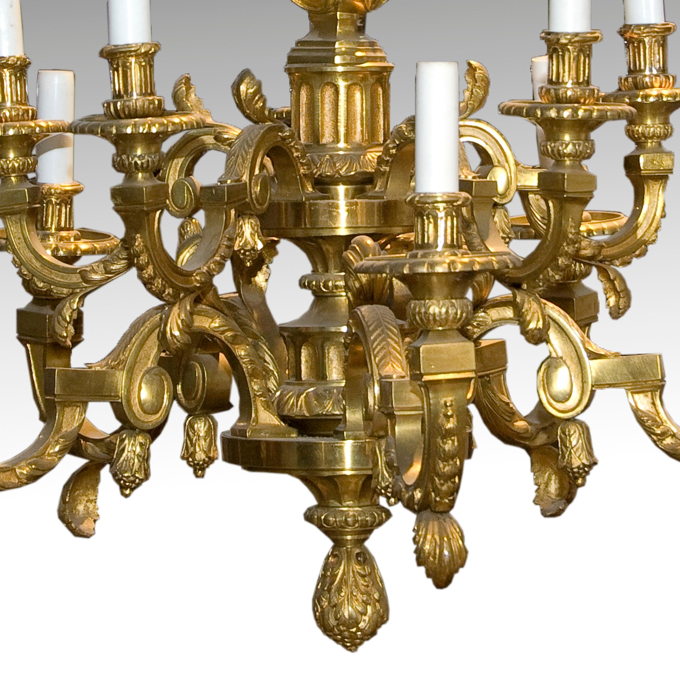 French Bronze Chandelier or Ceiling Light, France, Late 19th Century For Sale