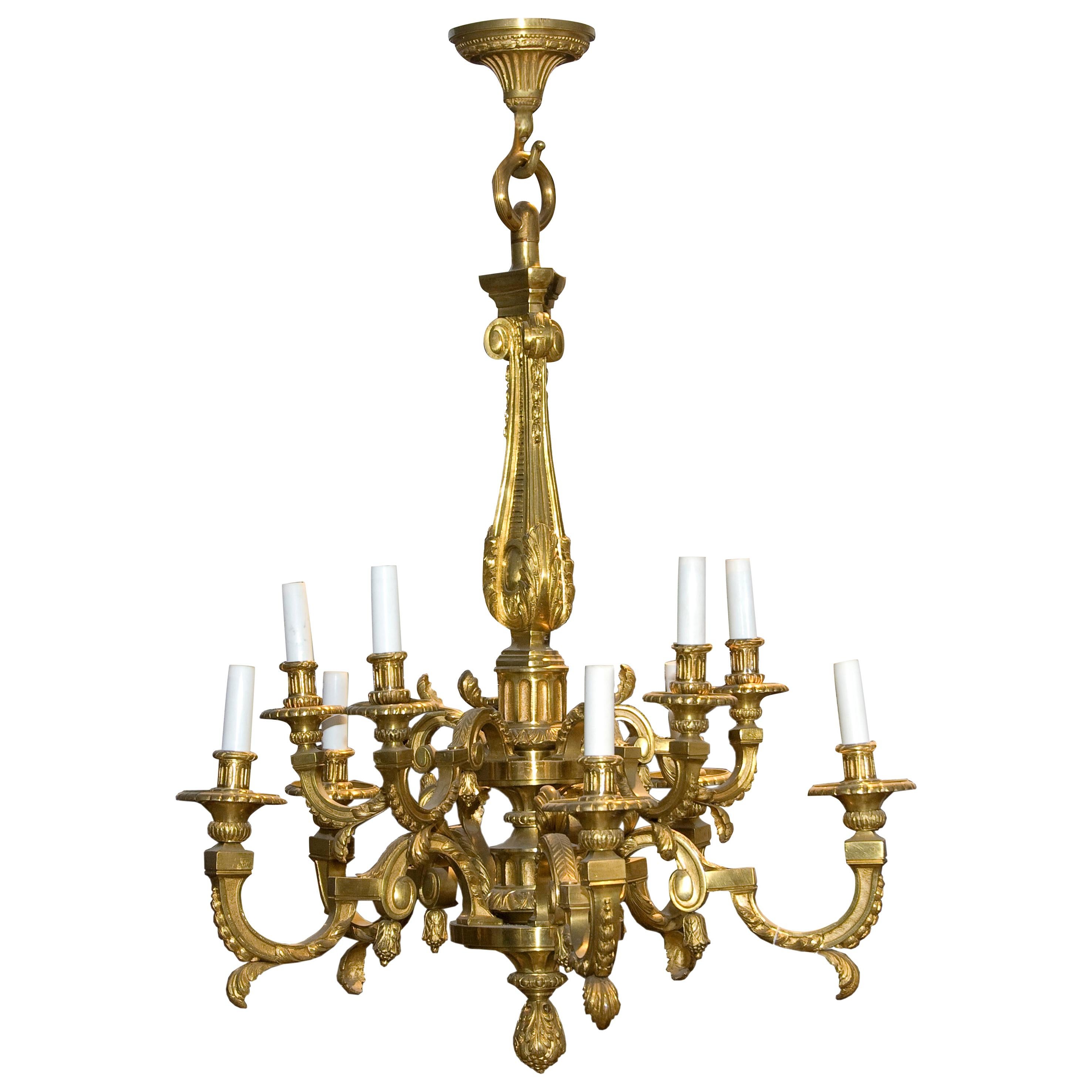 Bronze Chandelier or Ceiling Light, France, Late 19th Century For Sale