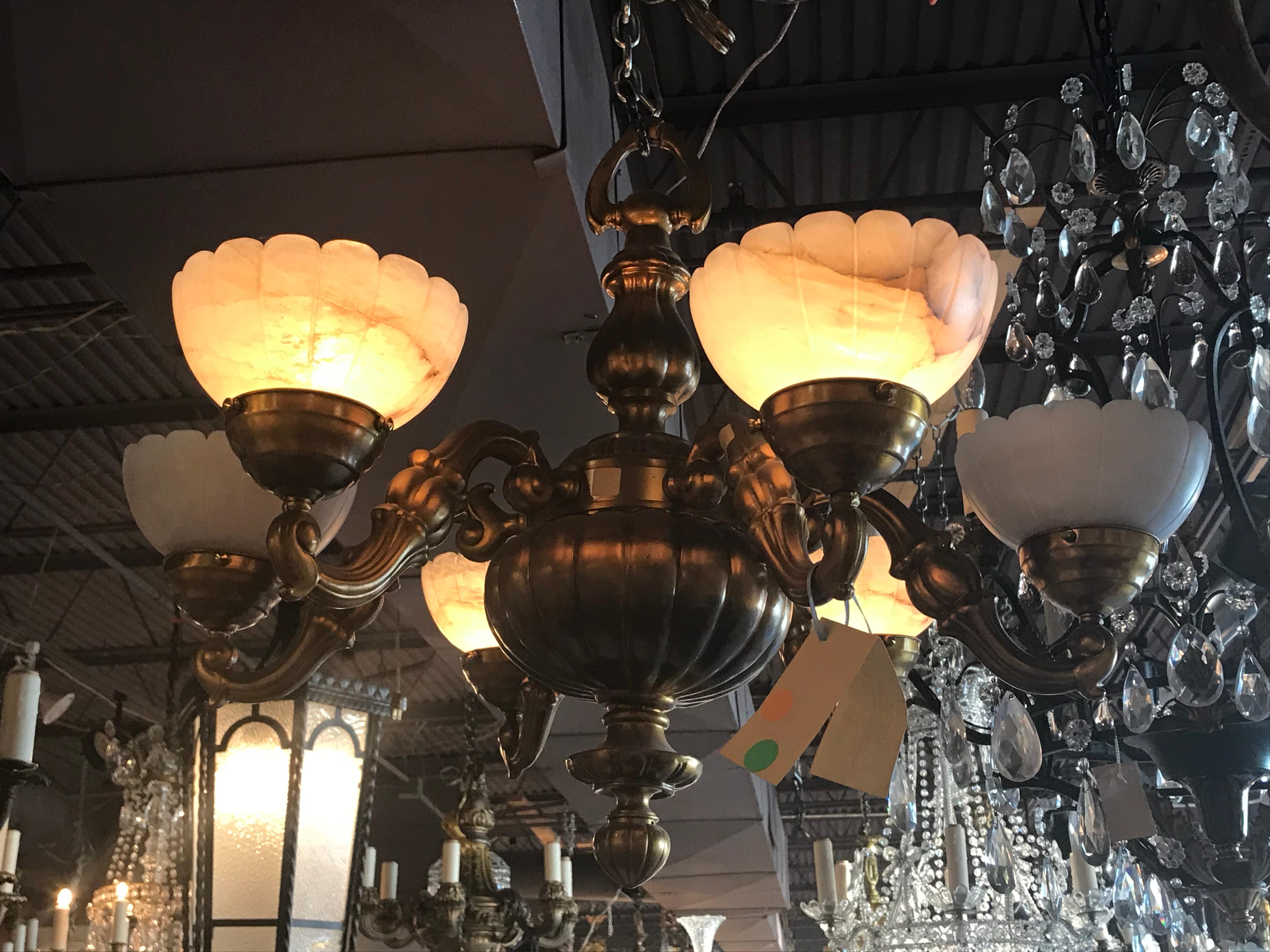 alabaster chandelier shades