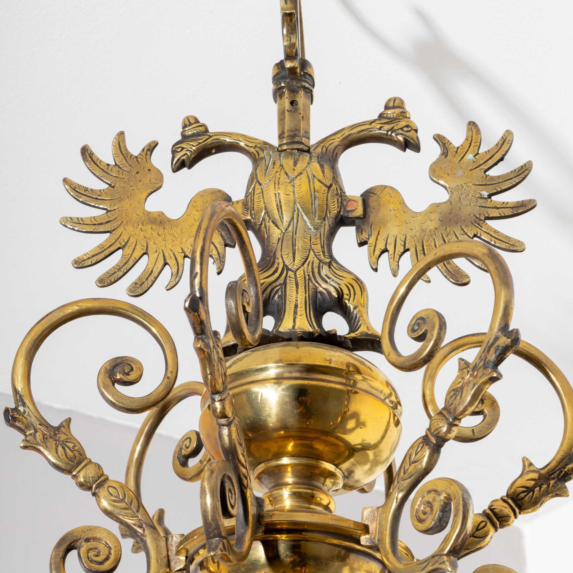 Bronze Chandelier with six arms, 19th century In Good Condition In Greding, DE