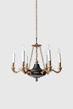 Black and gold bronze Chandelier with Six Lights