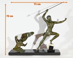 Bronze “Eagle Hunt”, signed J.de Roncourt, Art Deco – 1930