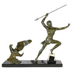 Bronce "Caza del Águila", firmado J.de Roncourt, Art Decó - 1930
