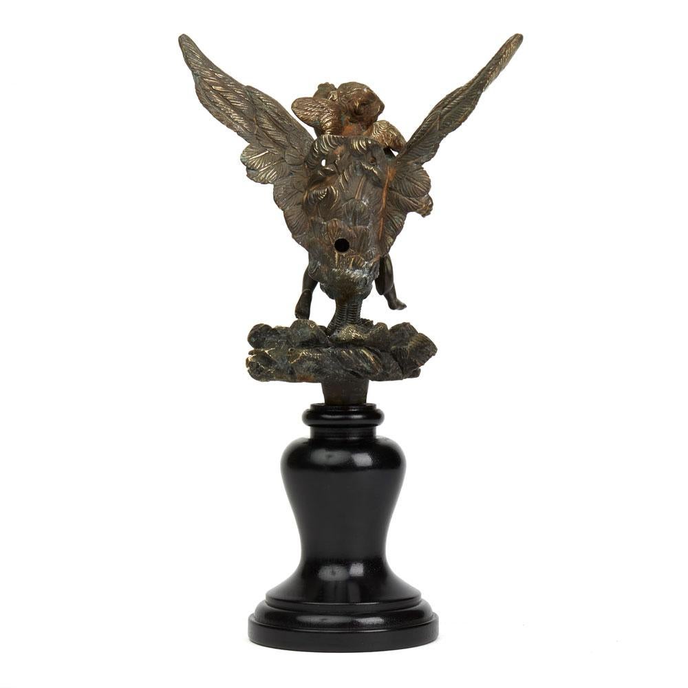 English Bronze Cherub and Vulture Fountain Head Sculpture, 18th Century For Sale