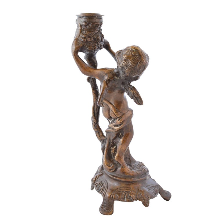 Bronze Cherub Candlesticks For Sale at 1stDibs cherub candle holder