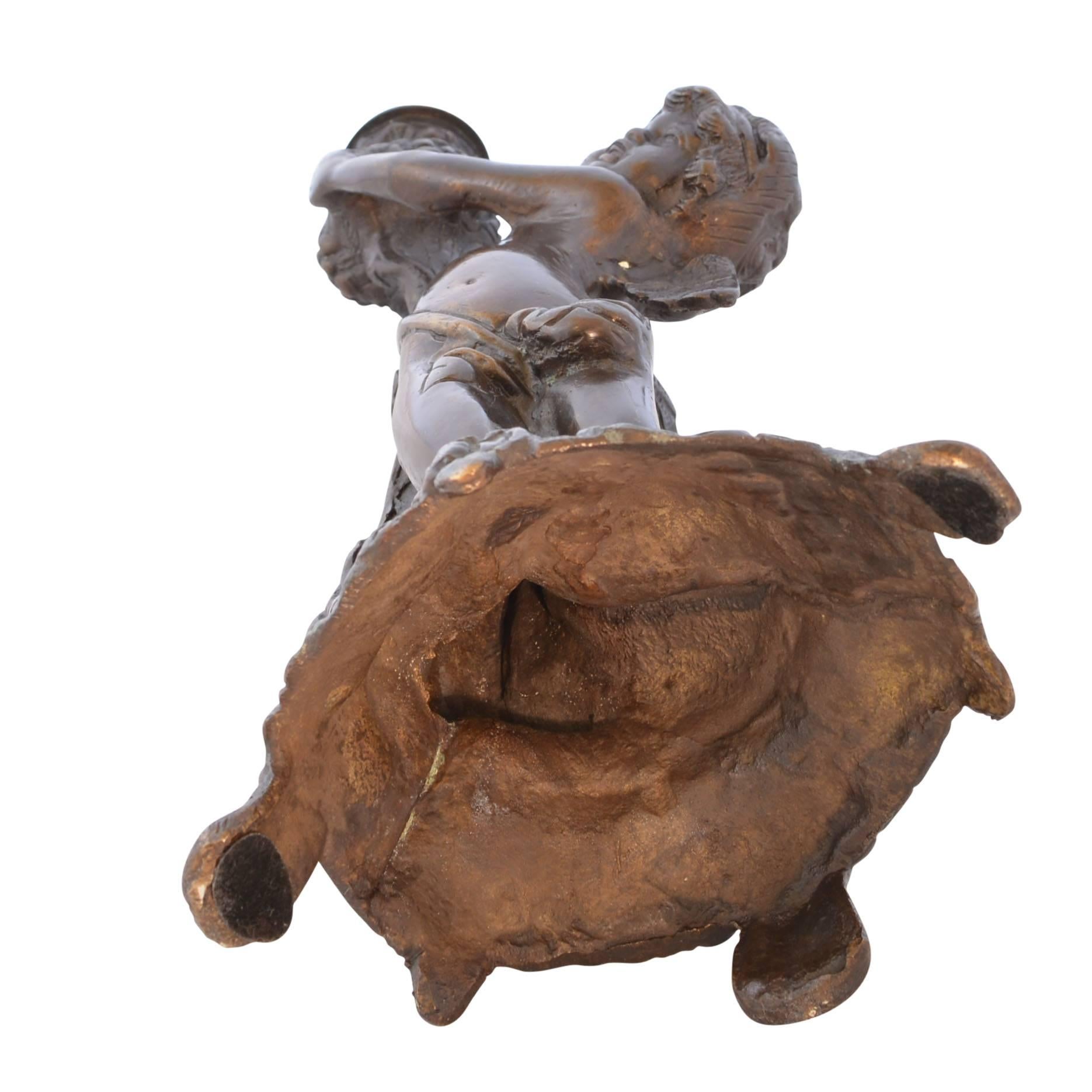 Art Nouveau Bronze Cherub Candlesticks For Sale