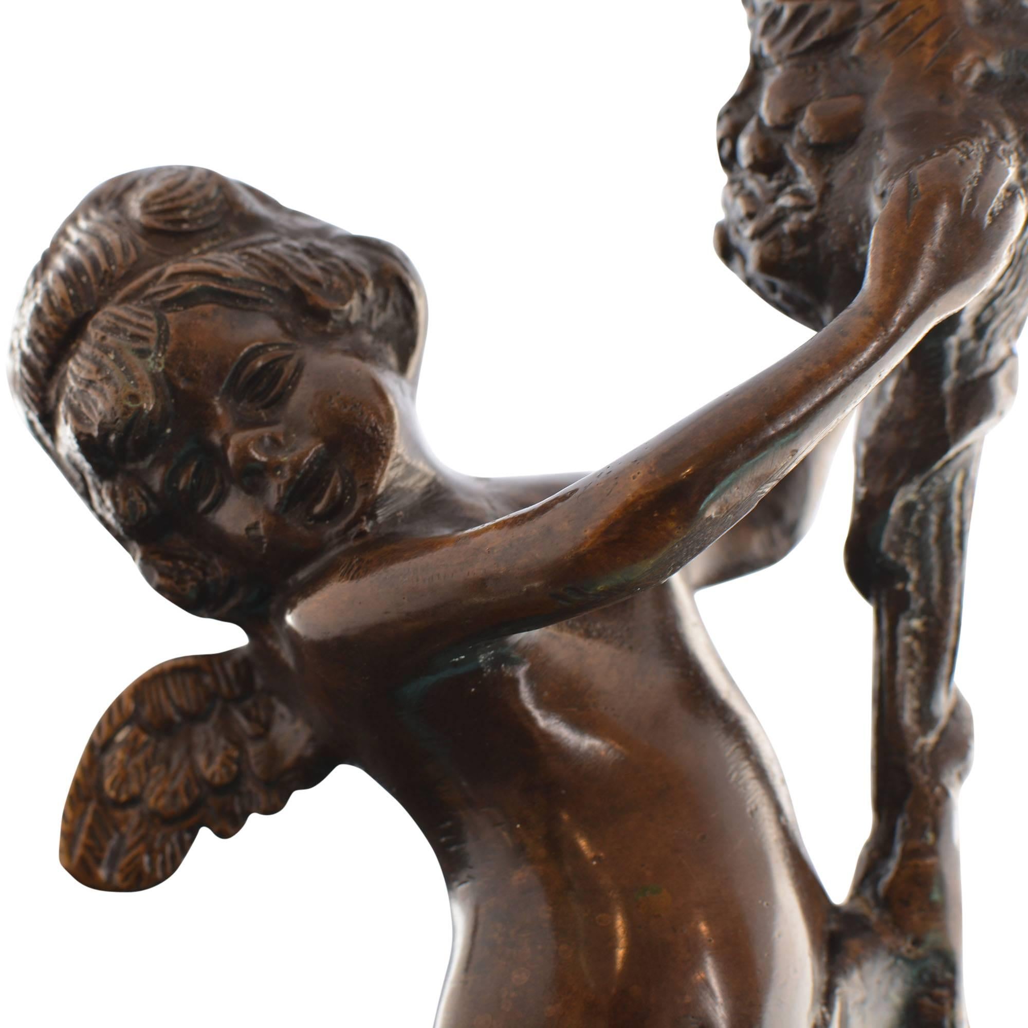 20th Century Bronze Cherub Candlesticks For Sale