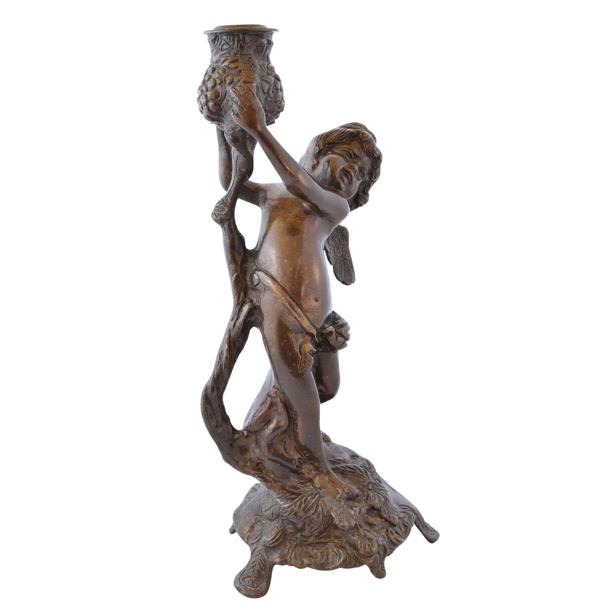 Bronze Cherub Candlesticks For Sale 1