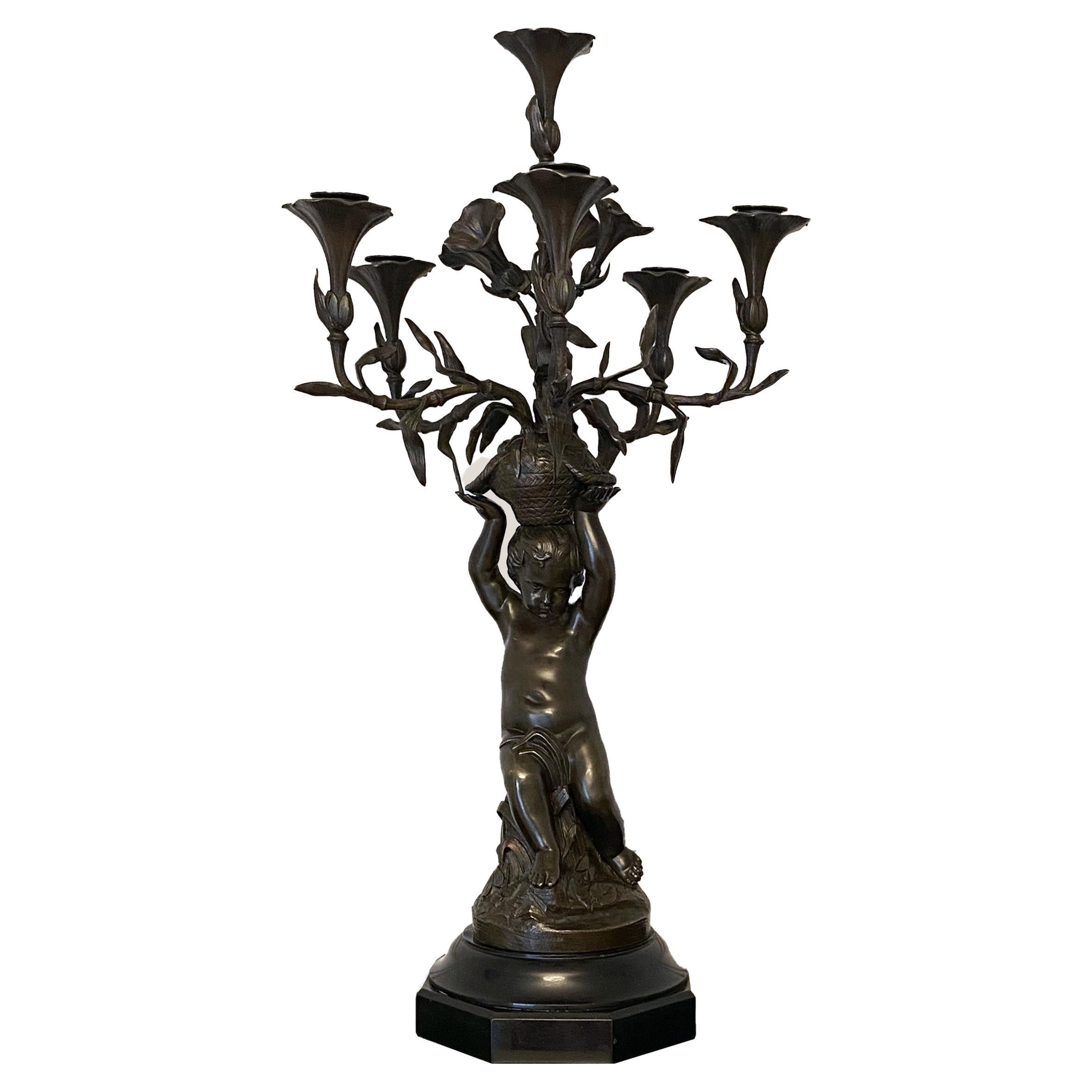 Bronze Cherub "Putti" Candelabra by Daubrée in the style of Charles Cumberworth.