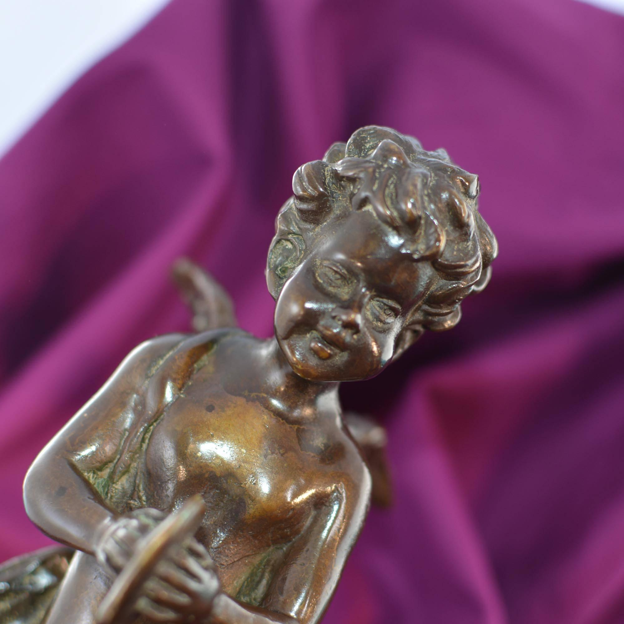 Bronze Cherub Sculpture Recast of Auguste Moreau For Sale 2