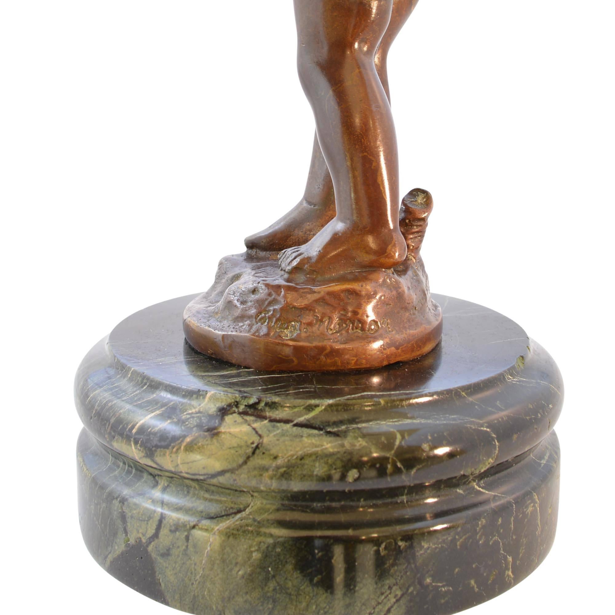 Cast Bronze Cherub Sculpture Recast of Auguste Moreau For Sale