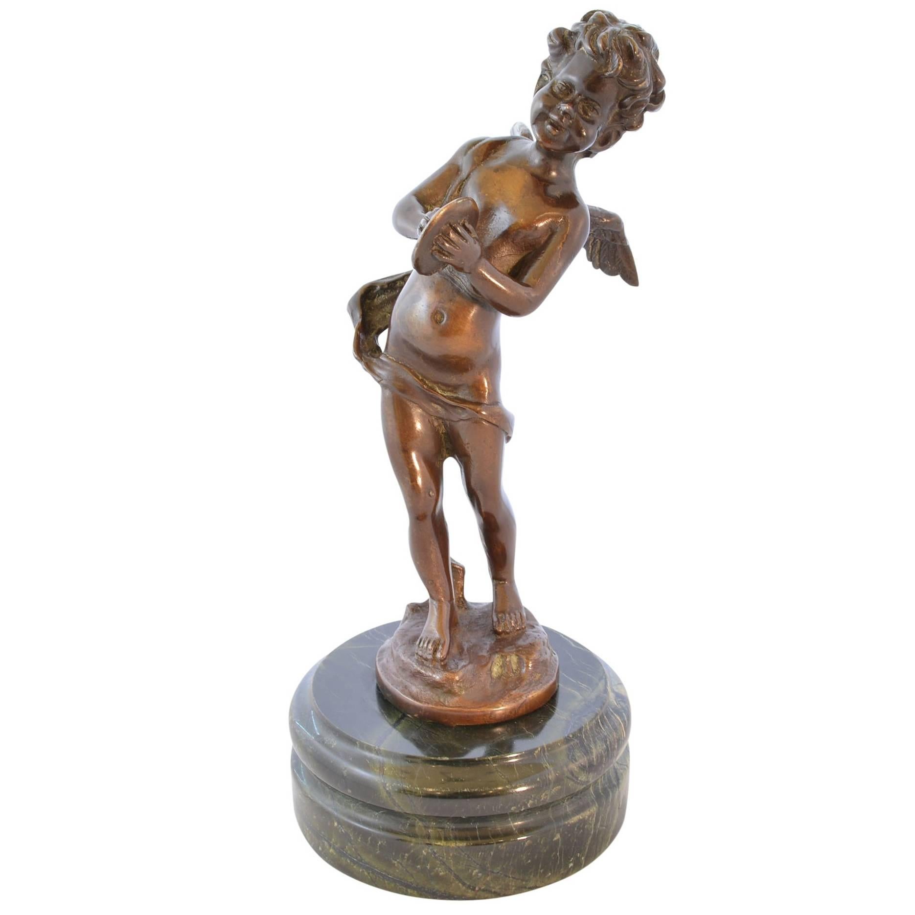 Bronze Cherub Sculpture Recast of Auguste Moreau For Sale