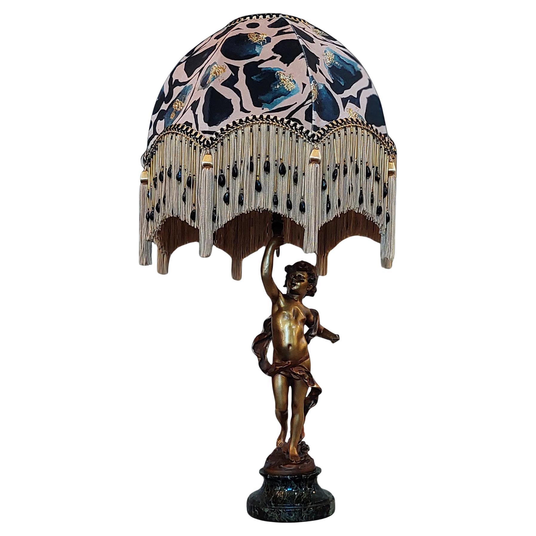 Bronze Cherub Statuette Converted to a Table Lamp For Sale