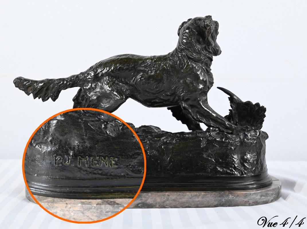Bronze sculpture “Spaniel Dog”, signed P-J.Mêne – Mid-19th century For Sale 10