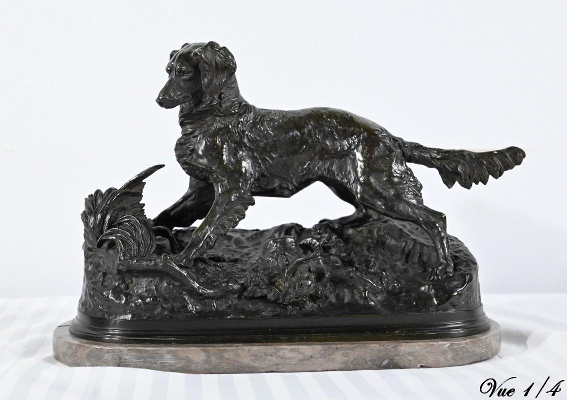 Bronze sculpture “Spaniel Dog”, signed P-J.Mêne – Mid-19th century In Good Condition For Sale In HÉRIC, FR