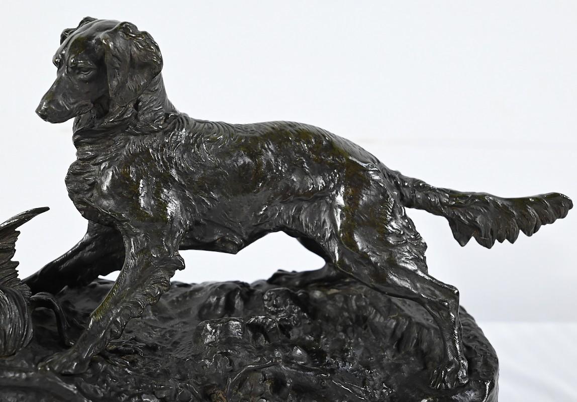 19th Century Bronze sculpture “Spaniel Dog”, signed P-J.Mêne – Mid-19th century For Sale