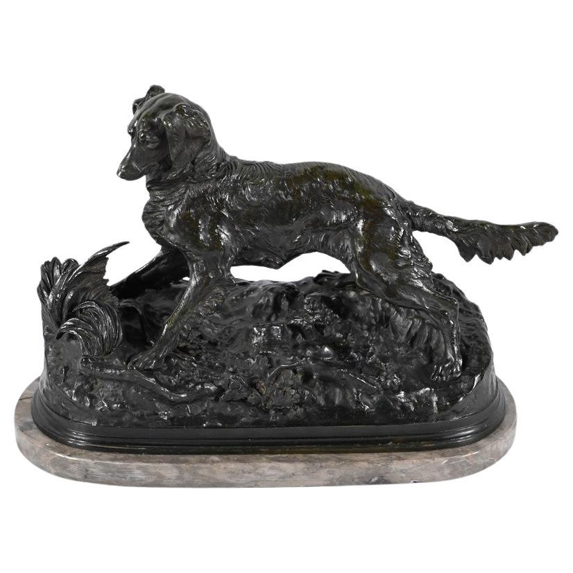 Bronzeskulptur Spaniel Hund, signiert P-J.Mêne - Mitte des 19. Jahrhunderts