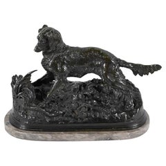 Sculpture en bronze chien épagneul, signée P-J.Mêne - Milieu du XIXe siècle