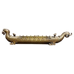 Bronze Chinese Dragon Boat Inkwell 19th Century