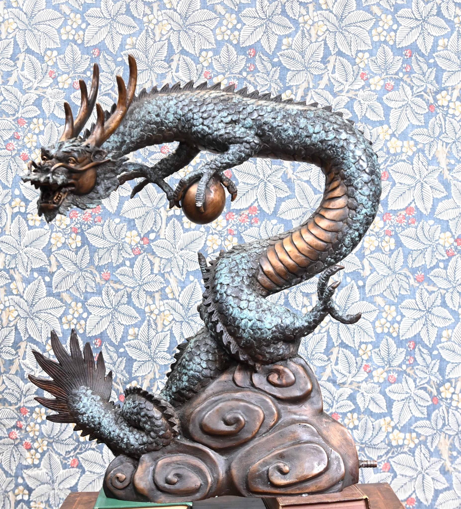 Statue de dragon chinois en bronze Feng Shui asiatique 6
