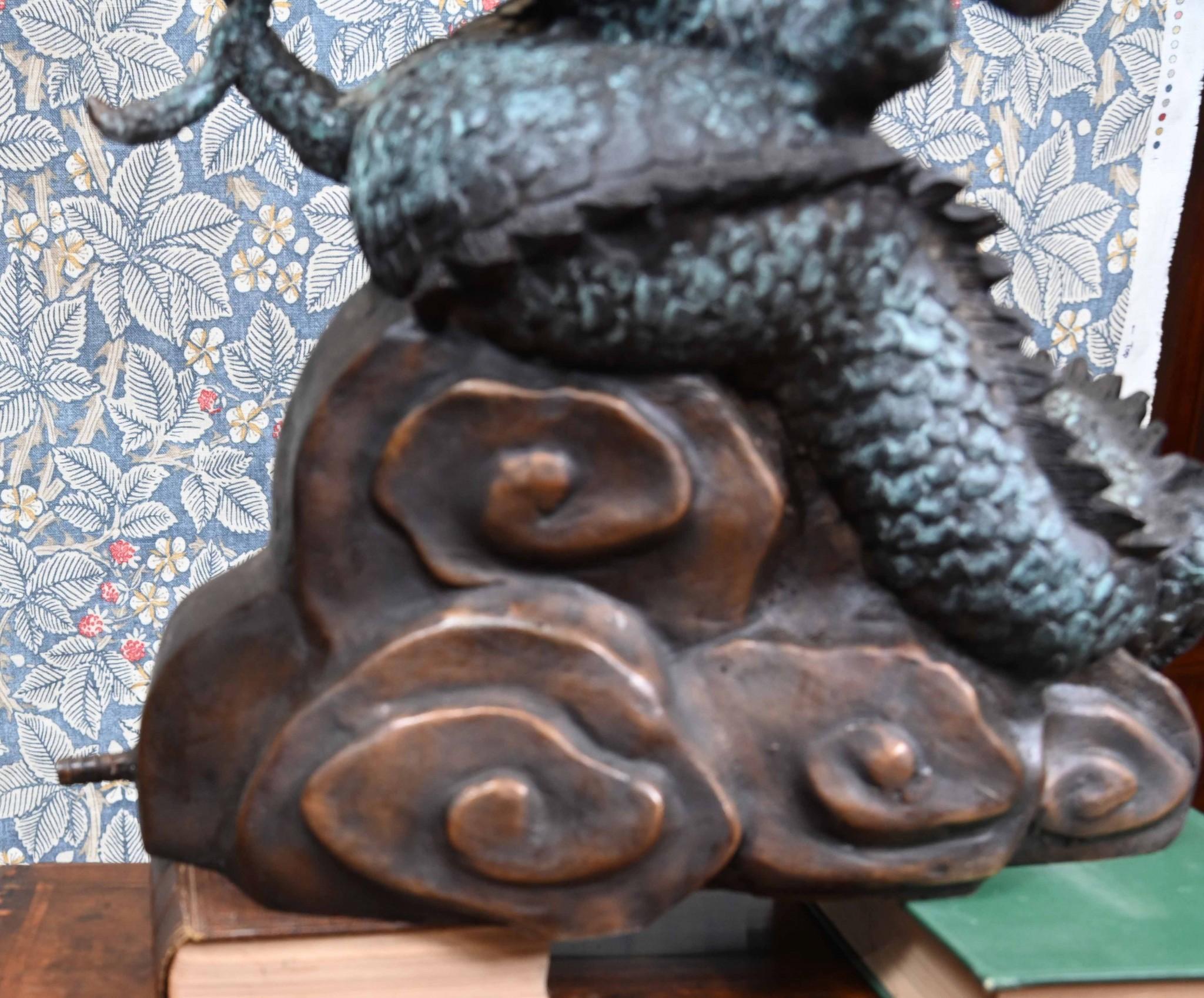 Bronze Statue de dragon chinois en bronze Feng Shui asiatique