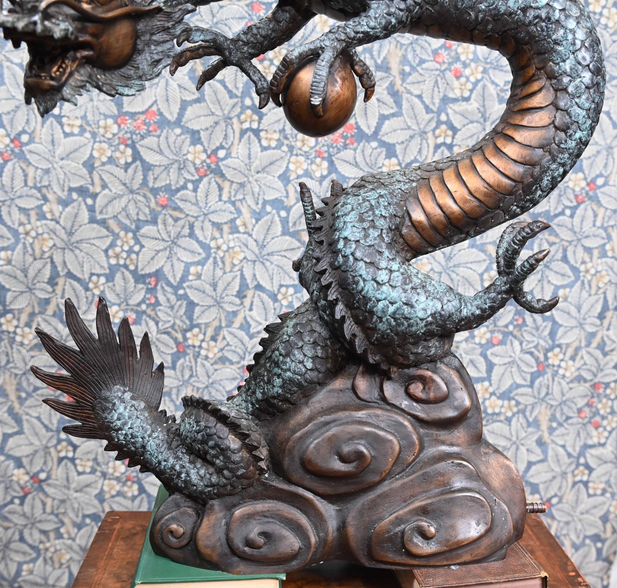Statue de dragon chinois en bronze Feng Shui asiatique 4