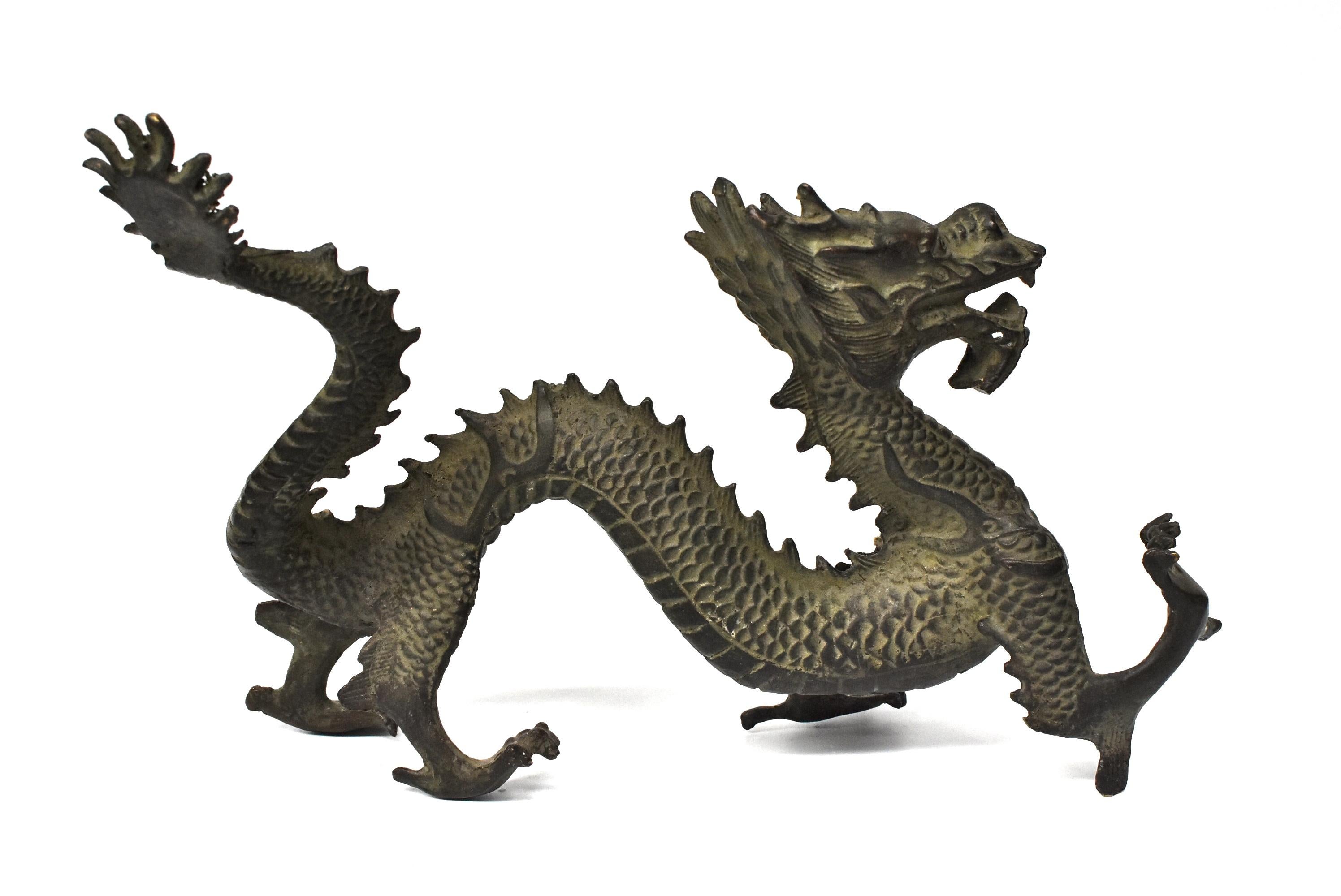 20th Century Bronze Chinese Dragon Statue