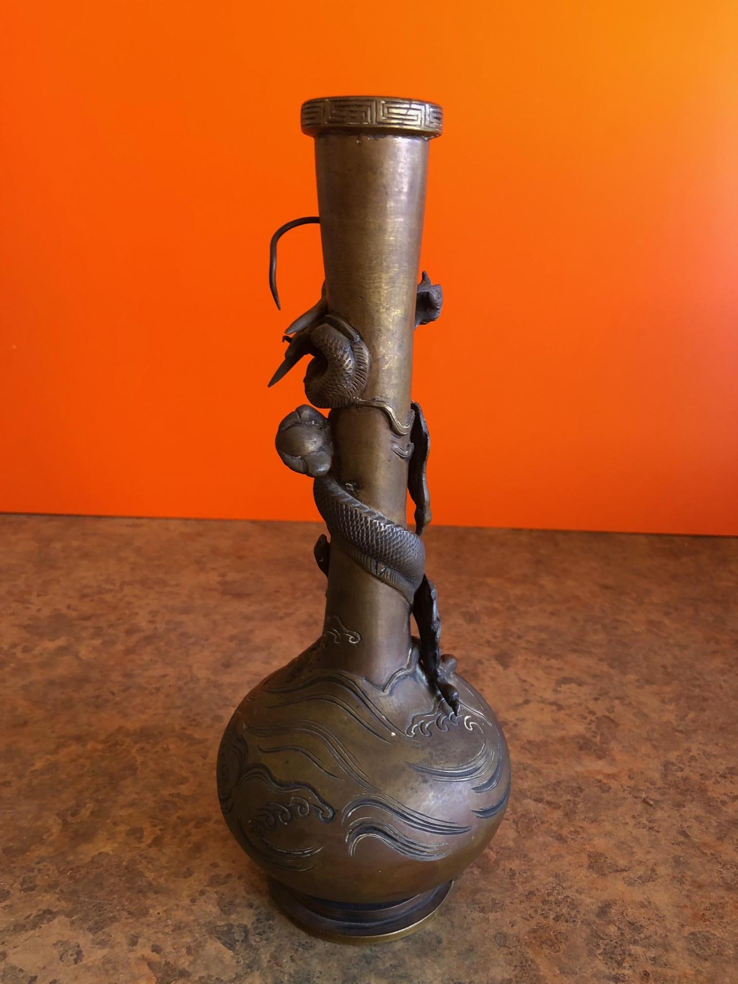 Chinese Export Bronze Chinese Dragon Vase For Sale