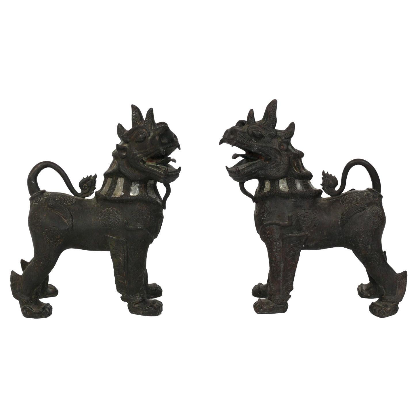 Bronze Chinese Foo Dogs  For Sale
