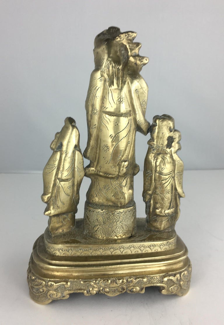 Bronze Chinese Statue of Three Figures For Sale at 1stDibs three