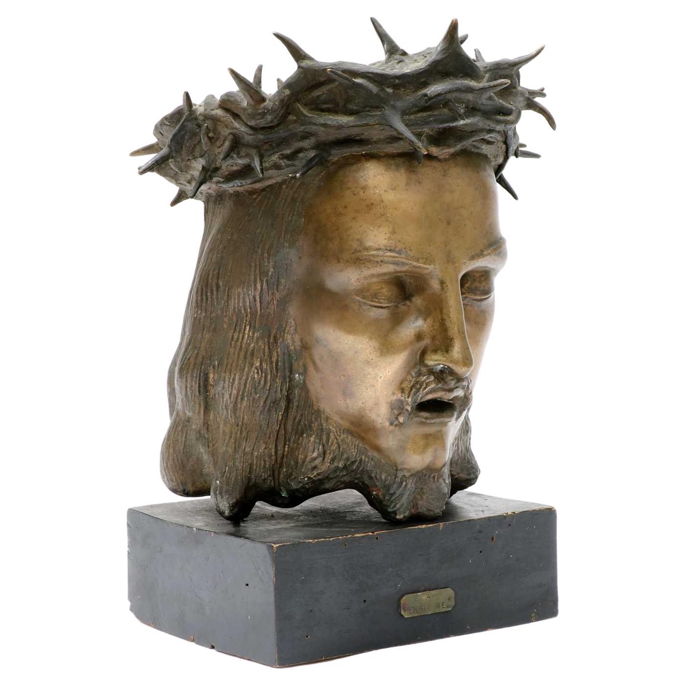 Bronze 'Christo Re' Bust of Christ, 1929, Italian, Elisabetta Mayo For Sale
