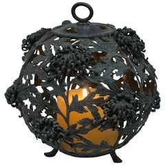 Bronze Chrysanthemum Garden Lantern, Japanese Meiji Period, circa 1890