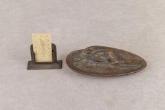 Bronze Cigar Ashtray w/Nude, Signed Luchow's Restaurant, Diamond Jim Brady Room