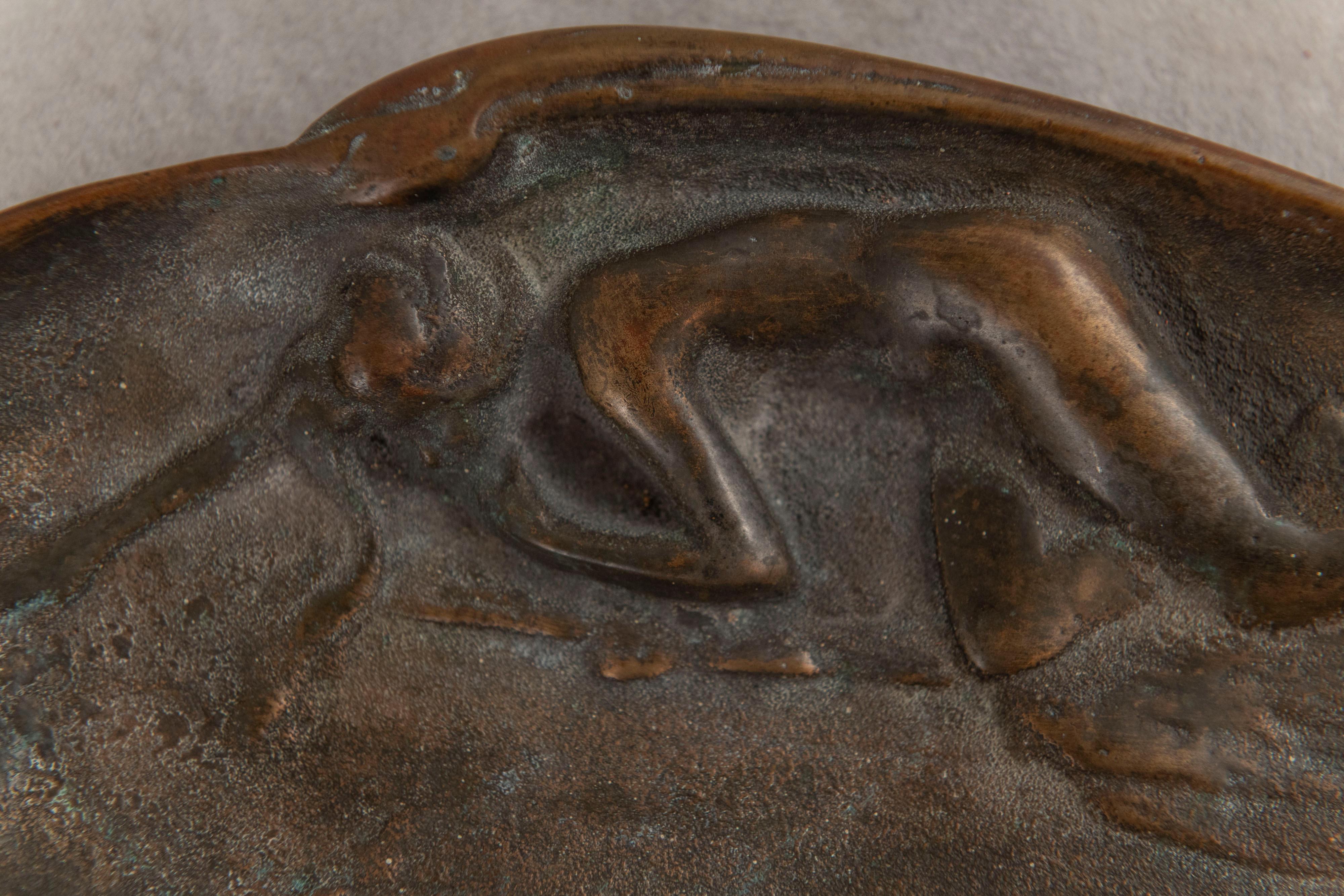 Art Nouveau Posacenere da sigaro in bronzo con nudo, firmato Luchow's Restaurant, Diamond Jim Brady Room in vendita