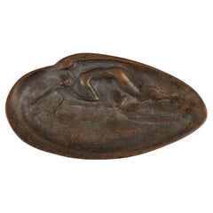 Cenicero de bronce para puros con desnudo, firmado Restaurante Luchow's, Sala Diamond Jim Brady