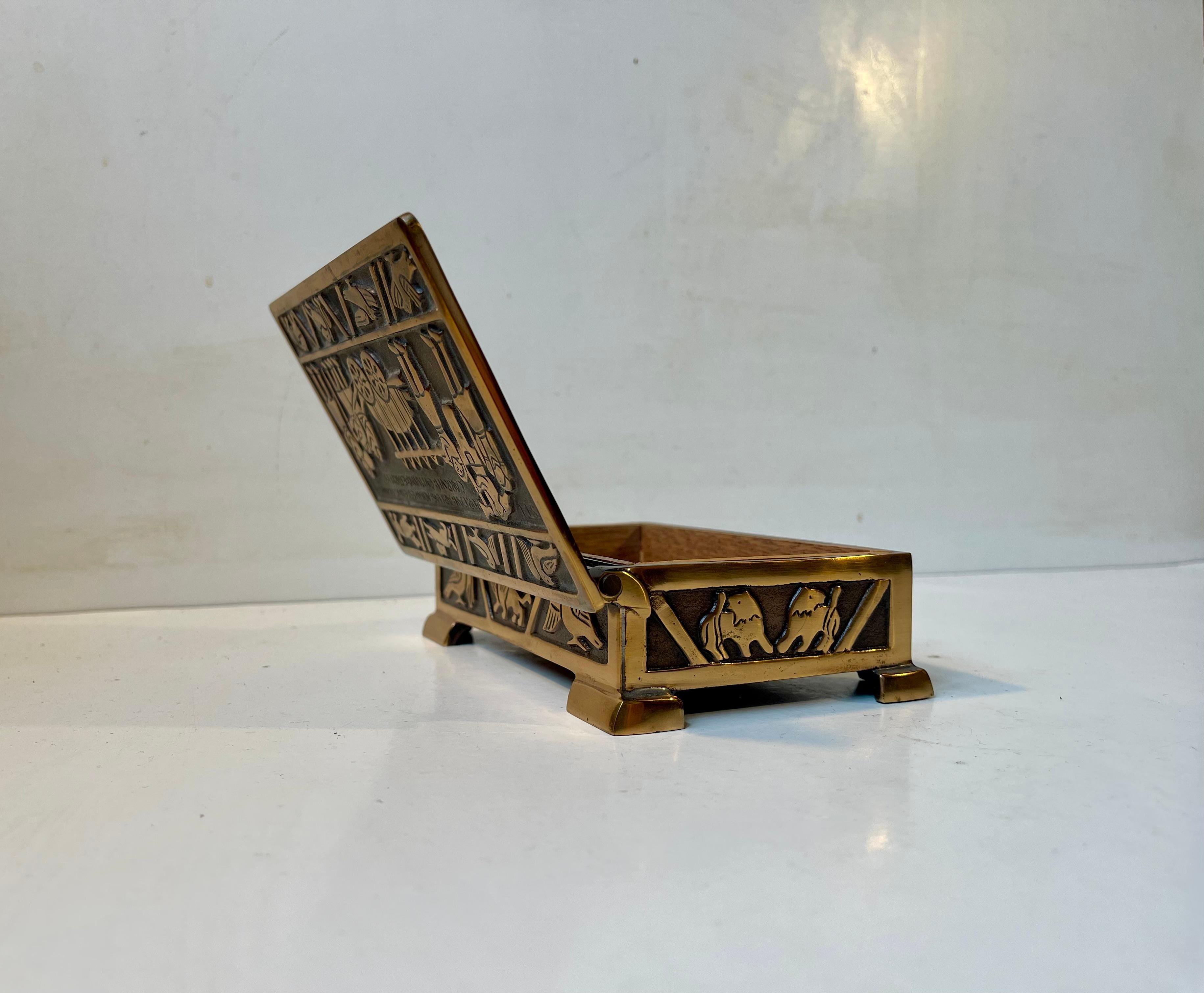 Medieval Bronze Cigar Box w. Scene from The Bayeux Tapestry by N. Dam Ravn