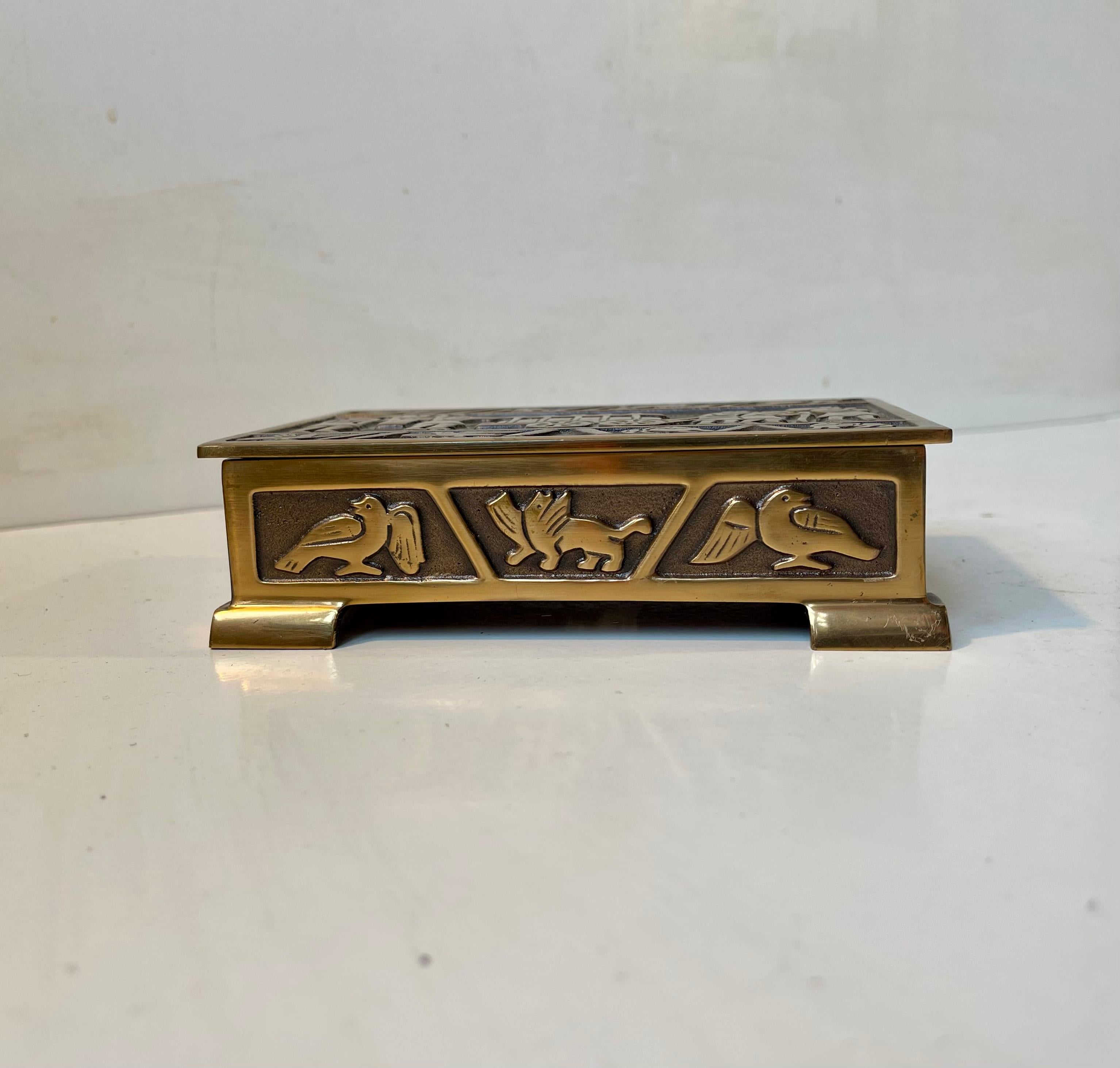 Danish Bronze Cigar Box w. Scene from The Bayeux Tapestry by N. Dam Ravn