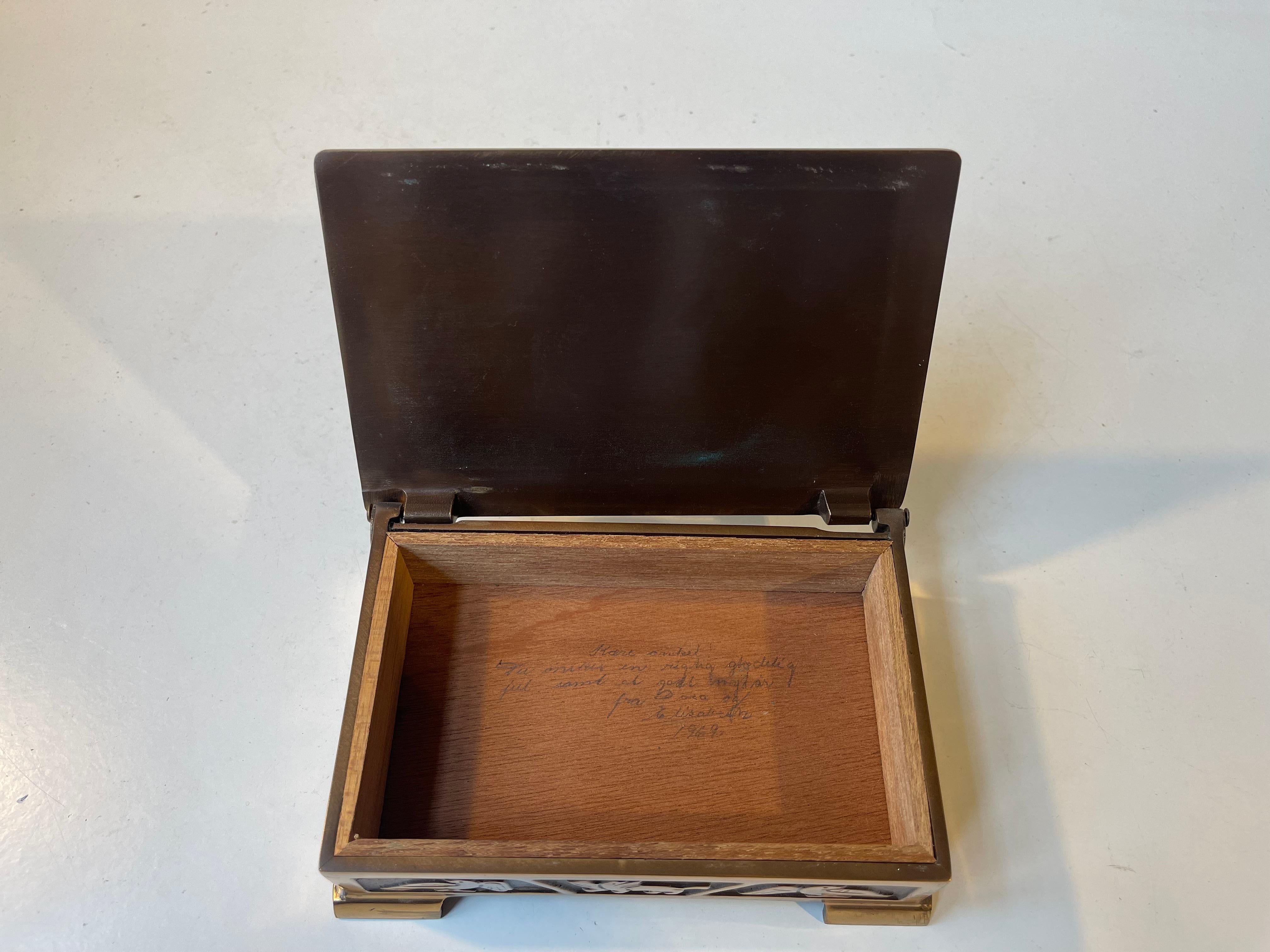 Bronze Cigar Box w. Scene from The Bayeux Tapestry by N. Dam Ravn 1