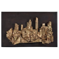 Bronze Cityscape Wall Sculpture by Finesse Originals, 1970's