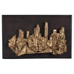 Bronze Cityscape Wall Sculpture by Finesse Originals, 1970's