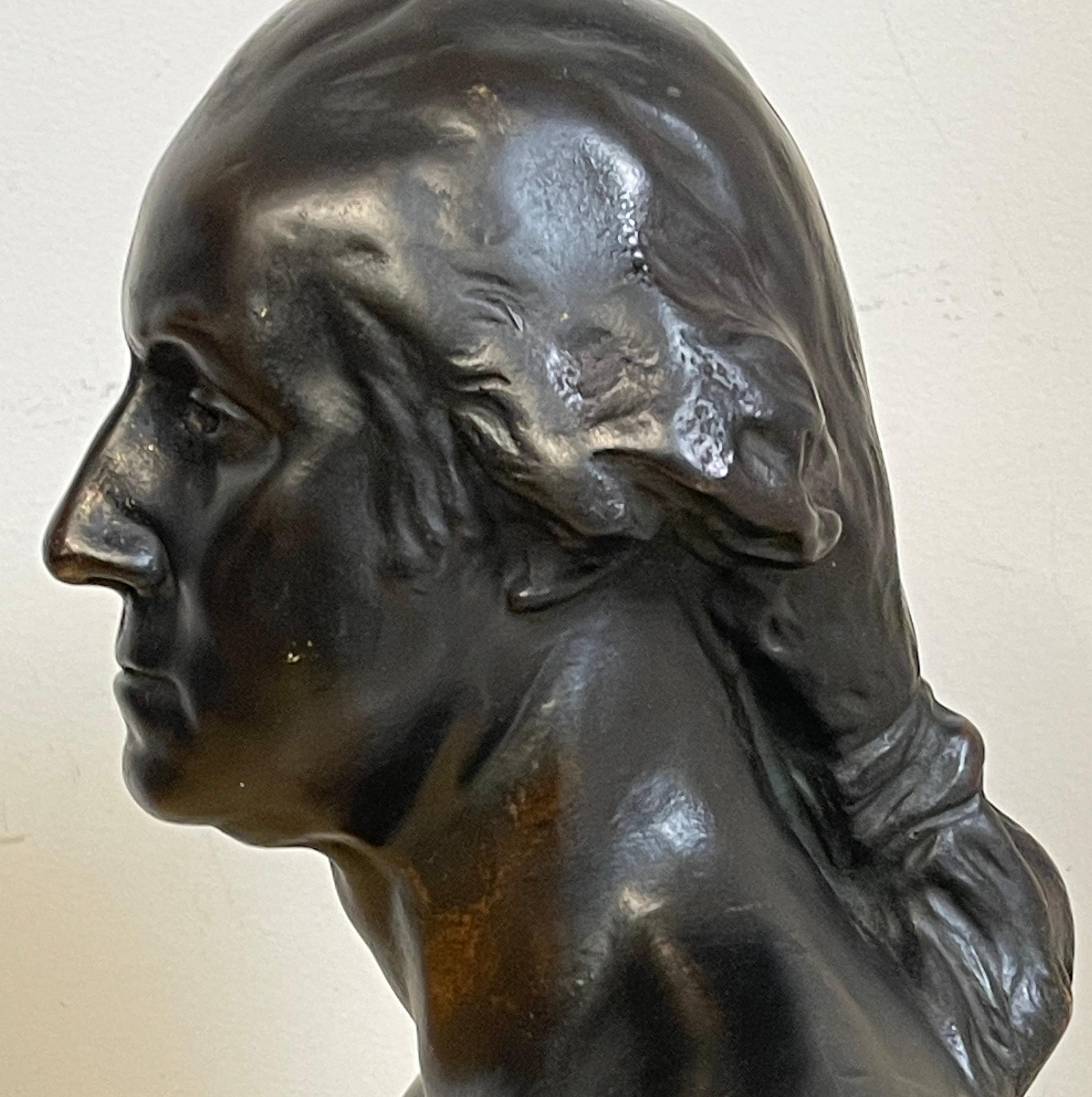 Bronze Clad Bust of George Washington, after Houdon In Good Condition For Sale In West Palm Beach, FL