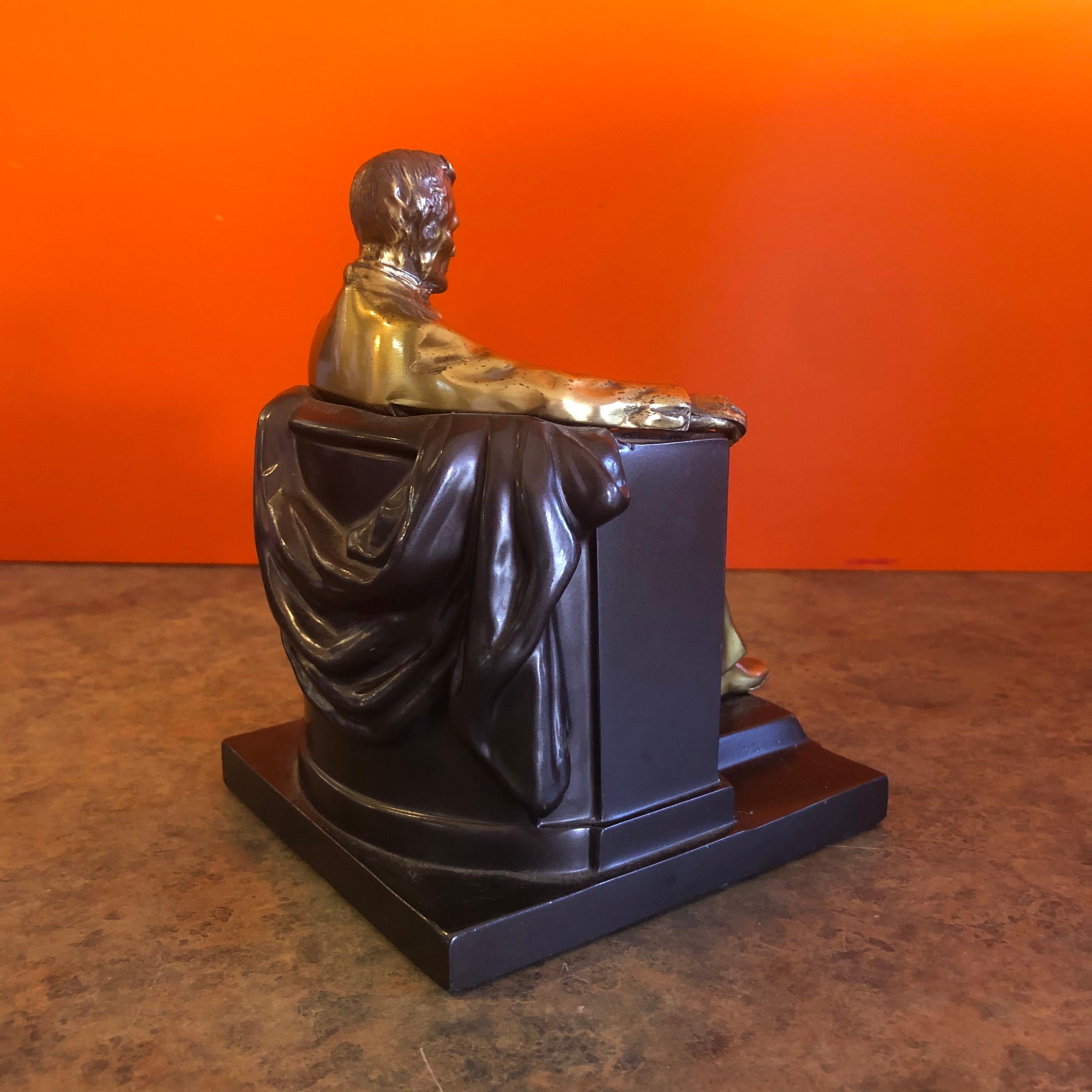 Bronze Clad Lincoln Monument Bookend / Sculpture In Good Condition For Sale In San Diego, CA