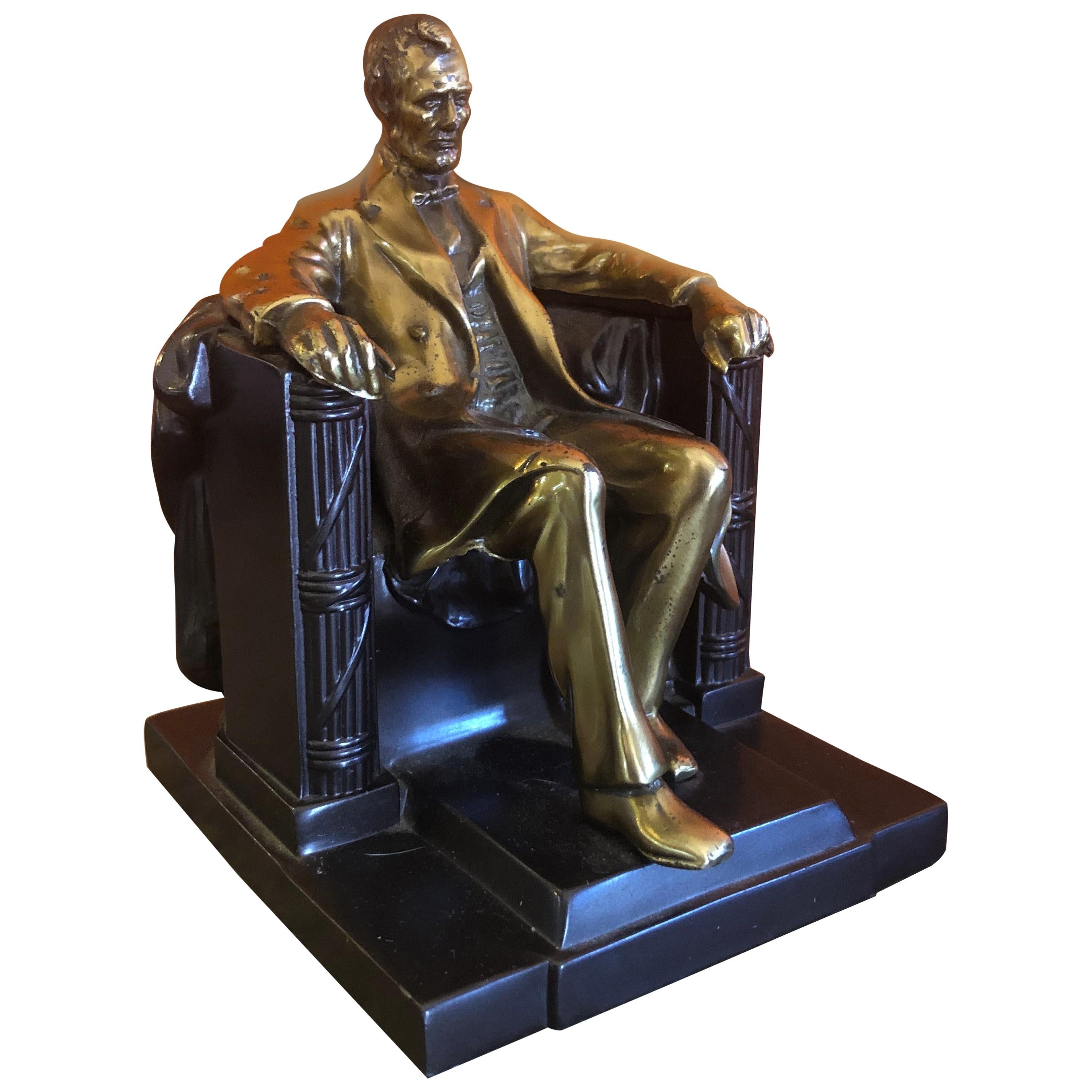 Bronze Clad Lincoln Monument Bookend / Sculpture For Sale