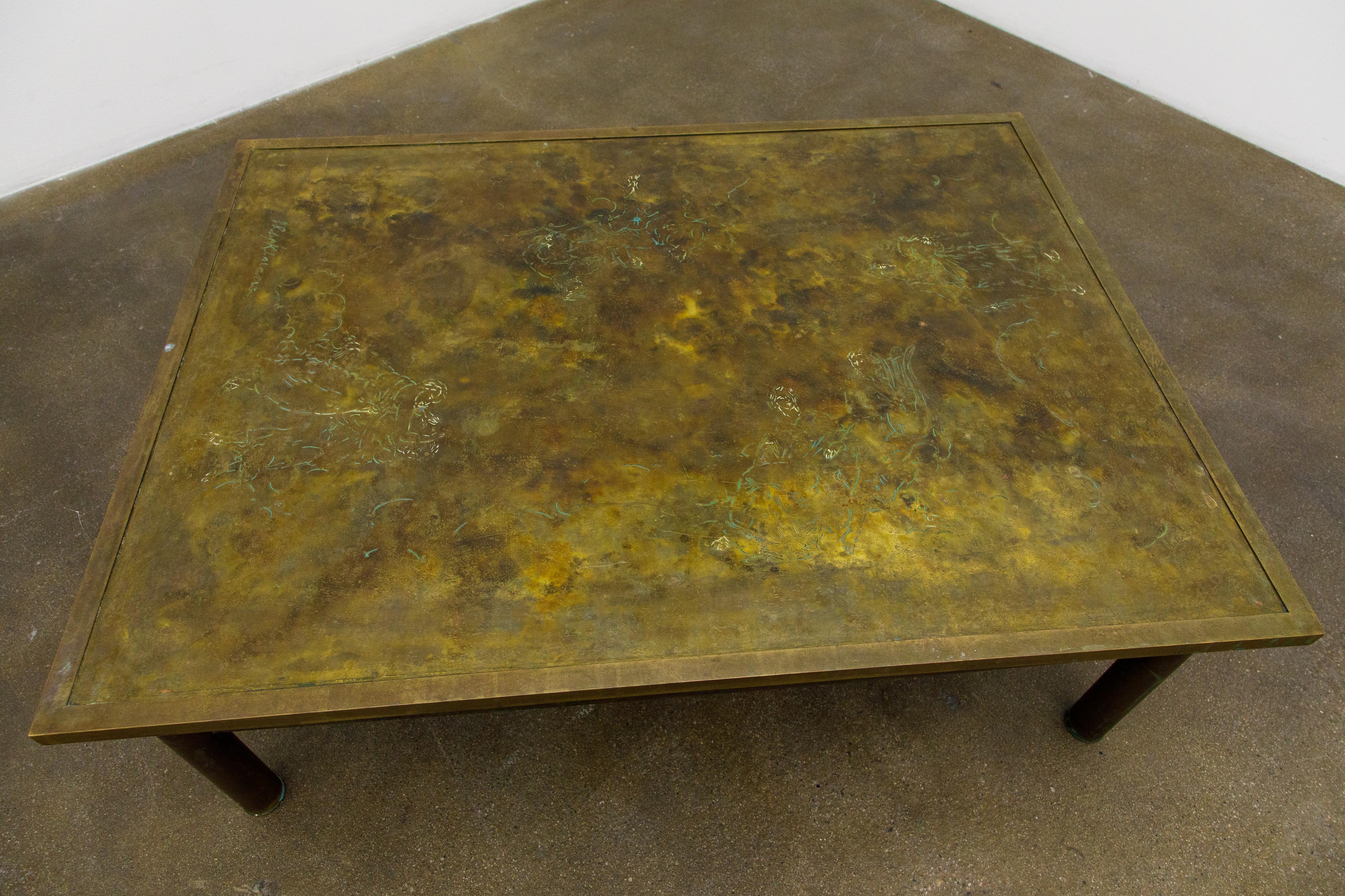 Mid-20th Century Bronze 'Classical' Cocktail Table by Philip & Kelvin LaVerne, 1960s, Signed
