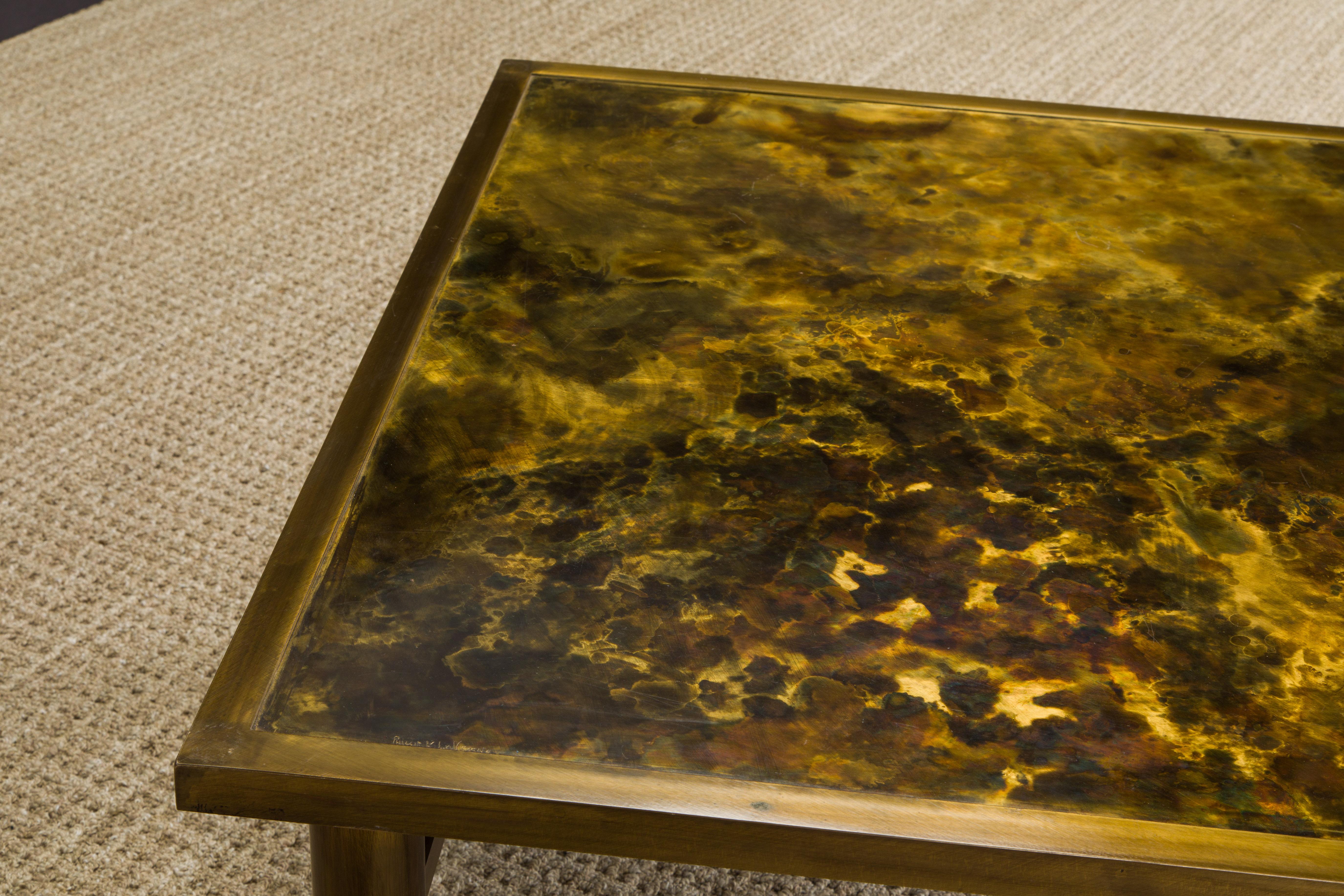 Bronze Cocktail or Large Side Table by Philip & Kelvin LaVerne, 1960s, Signed 3