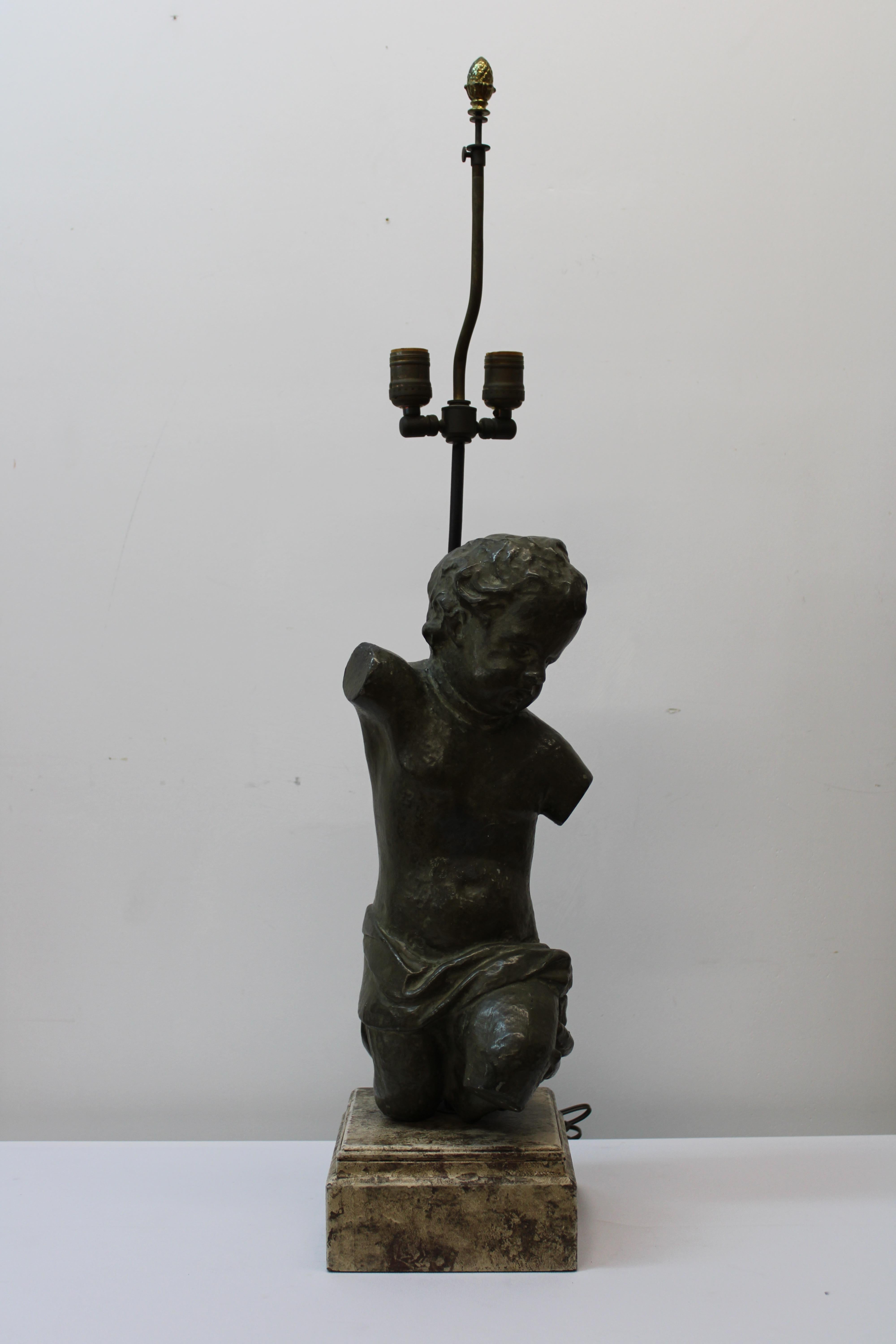 Bronze Classical Figure on Marble Base w/ Shade For Sale 3