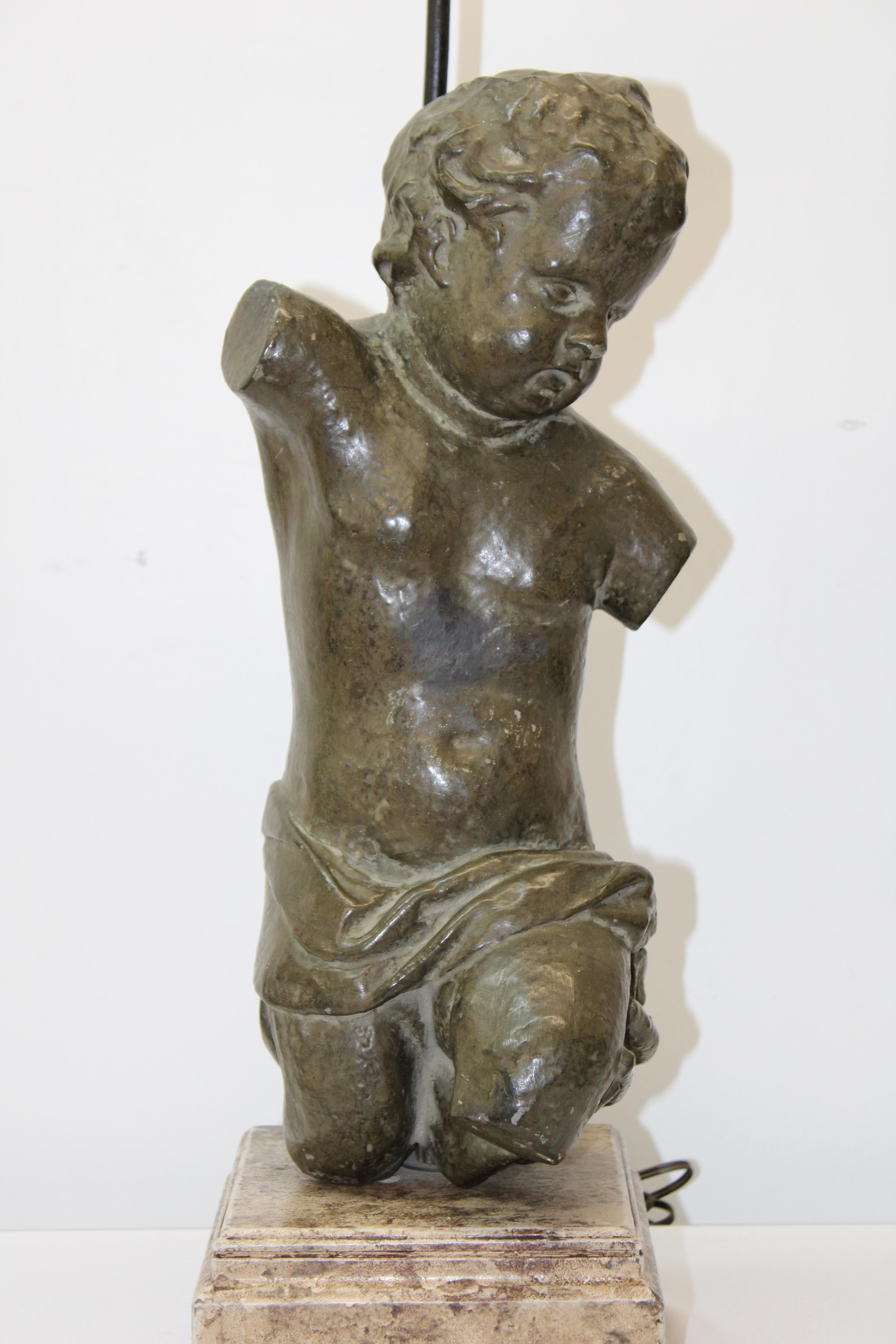 Bronze Classical Figure on Marble Base w/ Shade For Sale 4